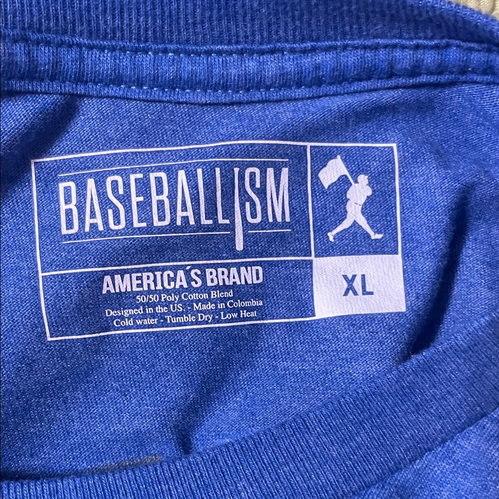 Pixel Art Baseball Player Blue T-Shirt - Picture 6 of 6
